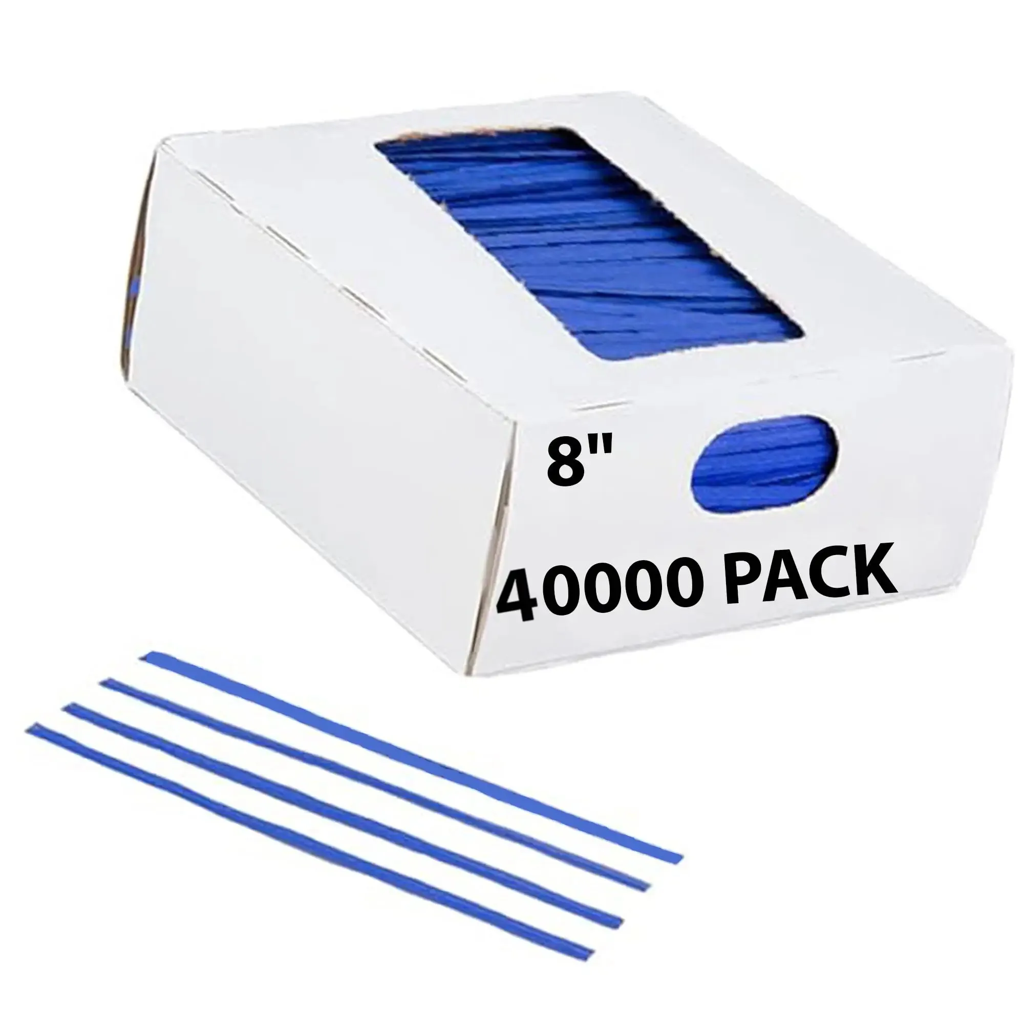 8 Inch Pre-cut Blue Plastic Twist Ties for Bags