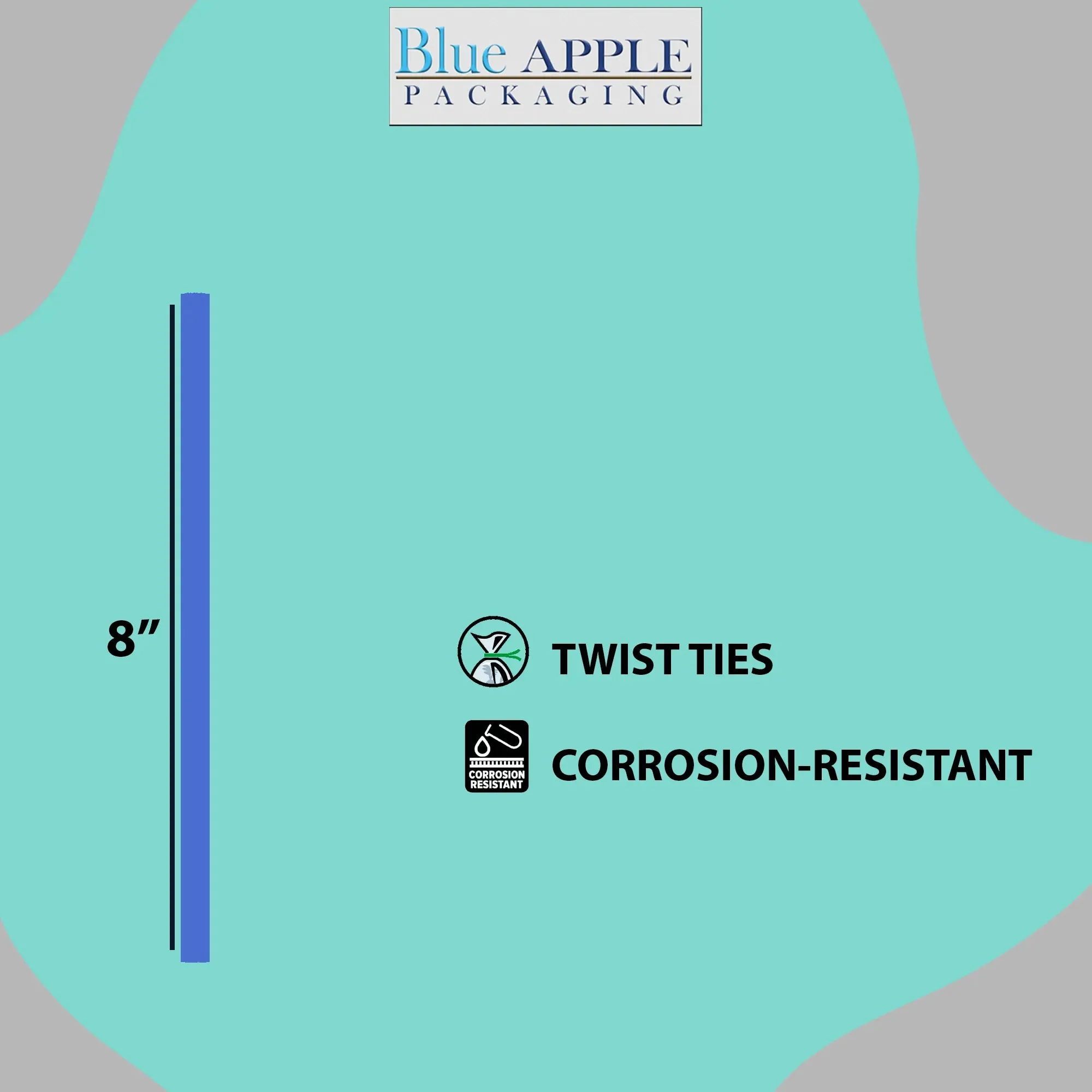 8 Inch Pre-cut Blue Plastic Twist Ties for Bags