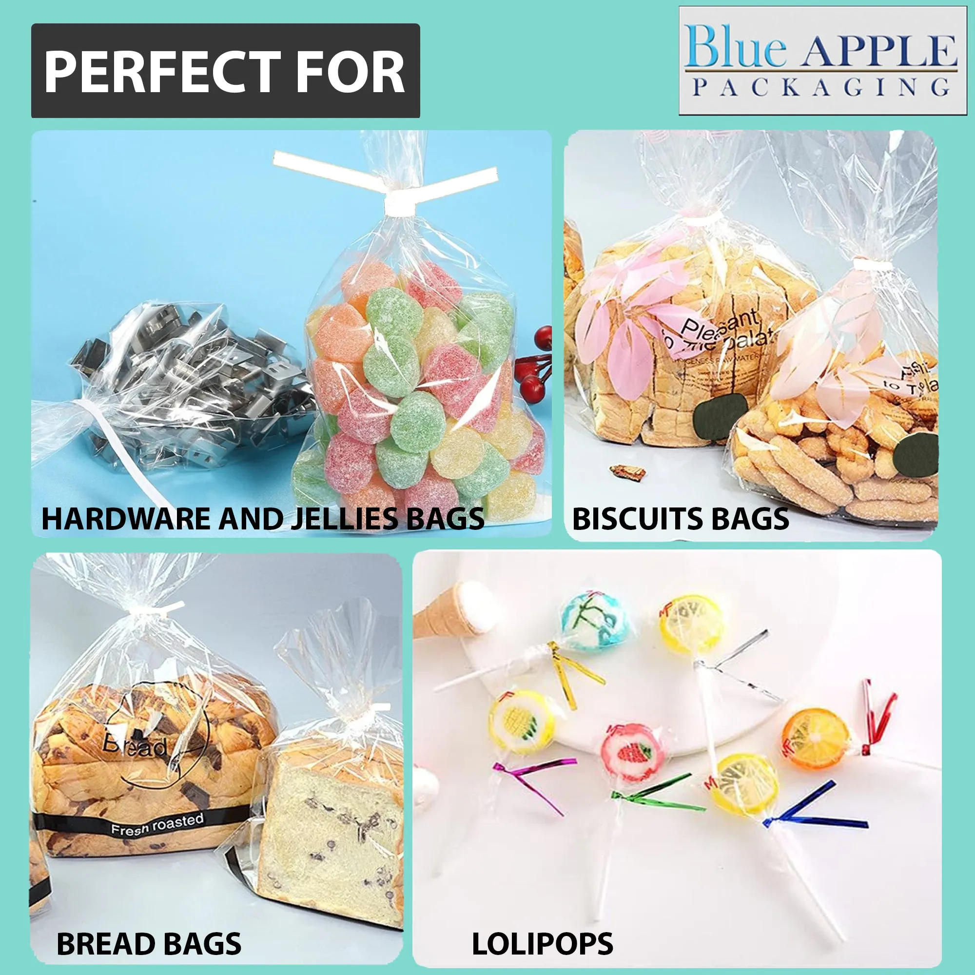 8 Inch Pre-cut Blue Plastic Twist Ties for Bags