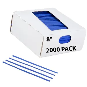 8 Inch Pre-cut Blue Plastic Twist Ties for Bags