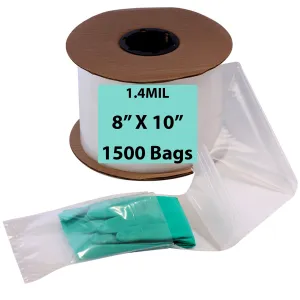 8X10 Inches Kwik-Fill® Pre-Opened Poly Bags on Roll 1.4 Mil AutoBags 1500/RL