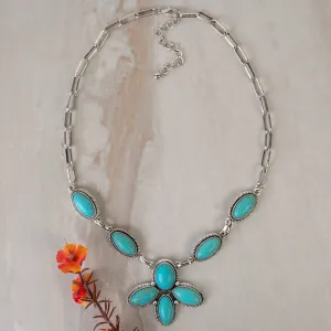 92249 - Squash Blossom Necklace - Turquoise & Silver