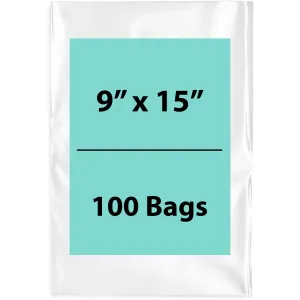 9X15 inches Clear Flat Poly Bags 3Mil Open Top (LDPE)