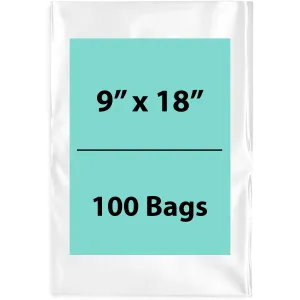 9X18 inches Clear Flat Poly Bags 4Mil Open Top (LDPE)