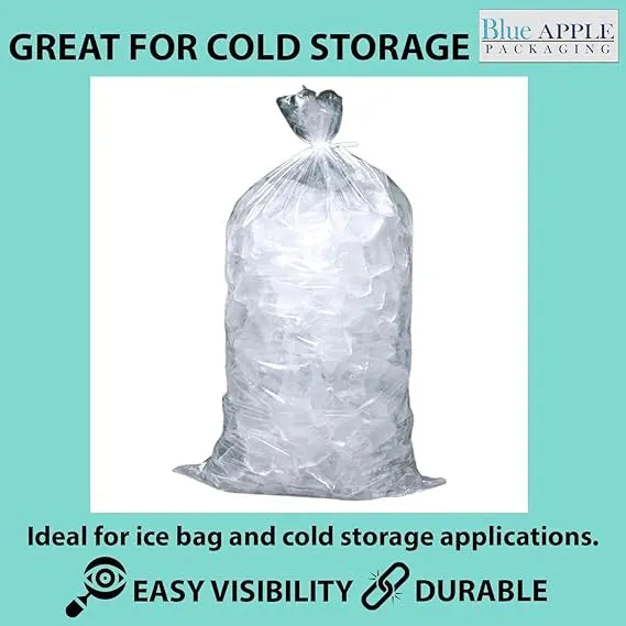 9X18 inches Ice Bags with Twist Ties Printed 1.2 Mil Metallocene (mPE)
