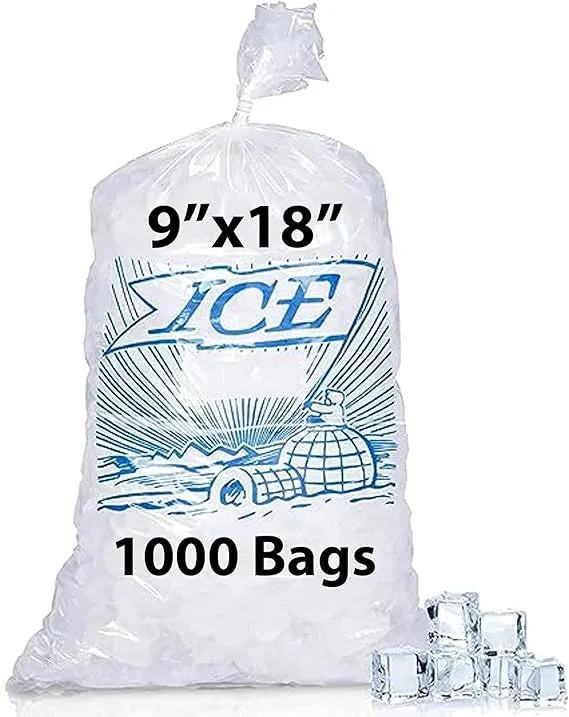 9X18 inches Ice Bags with Twist Ties Printed 1.2 Mil Metallocene (mPE)