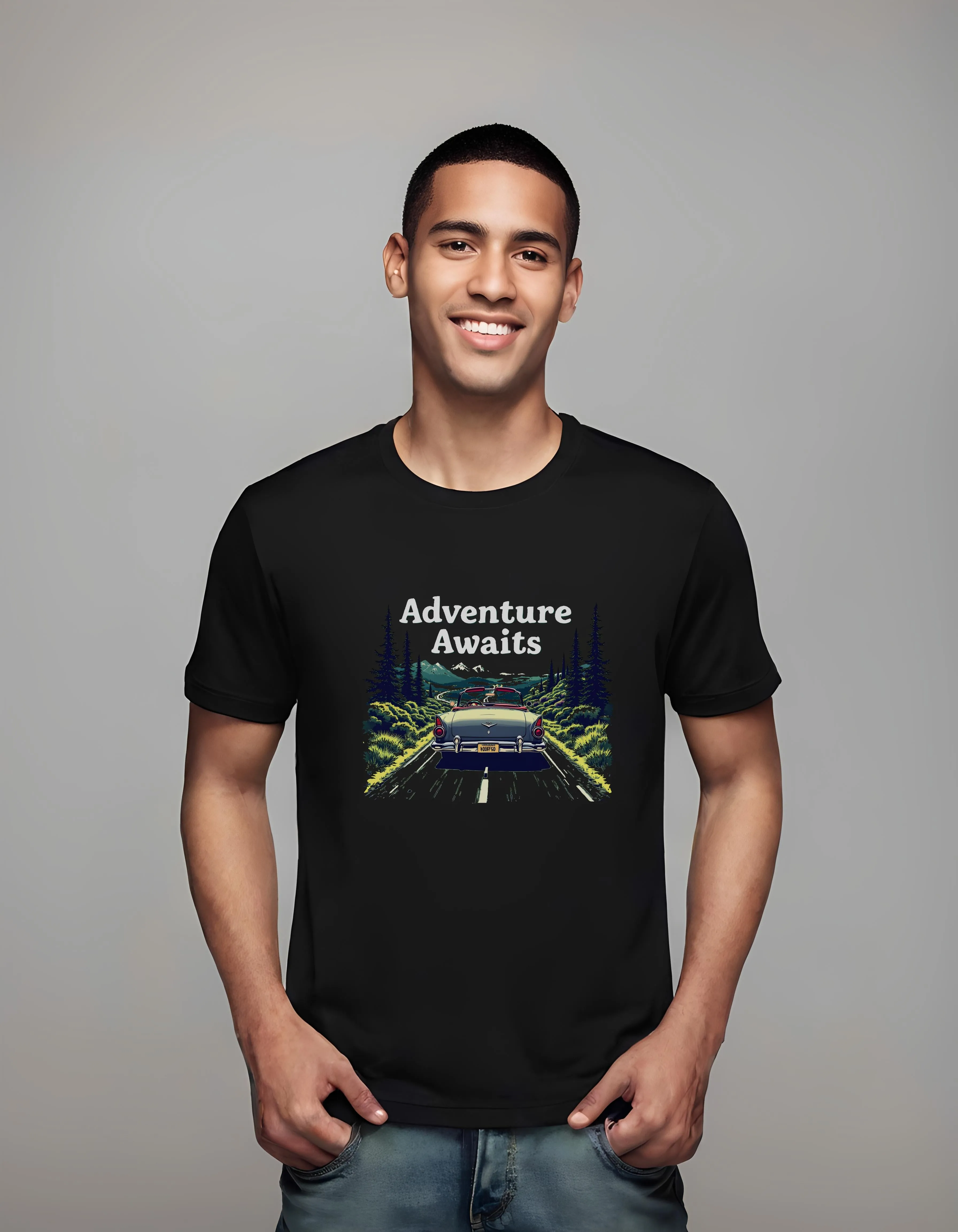 Adventure Awaits Vintage Convertible Design | Classic T-Shirt (Unisex)