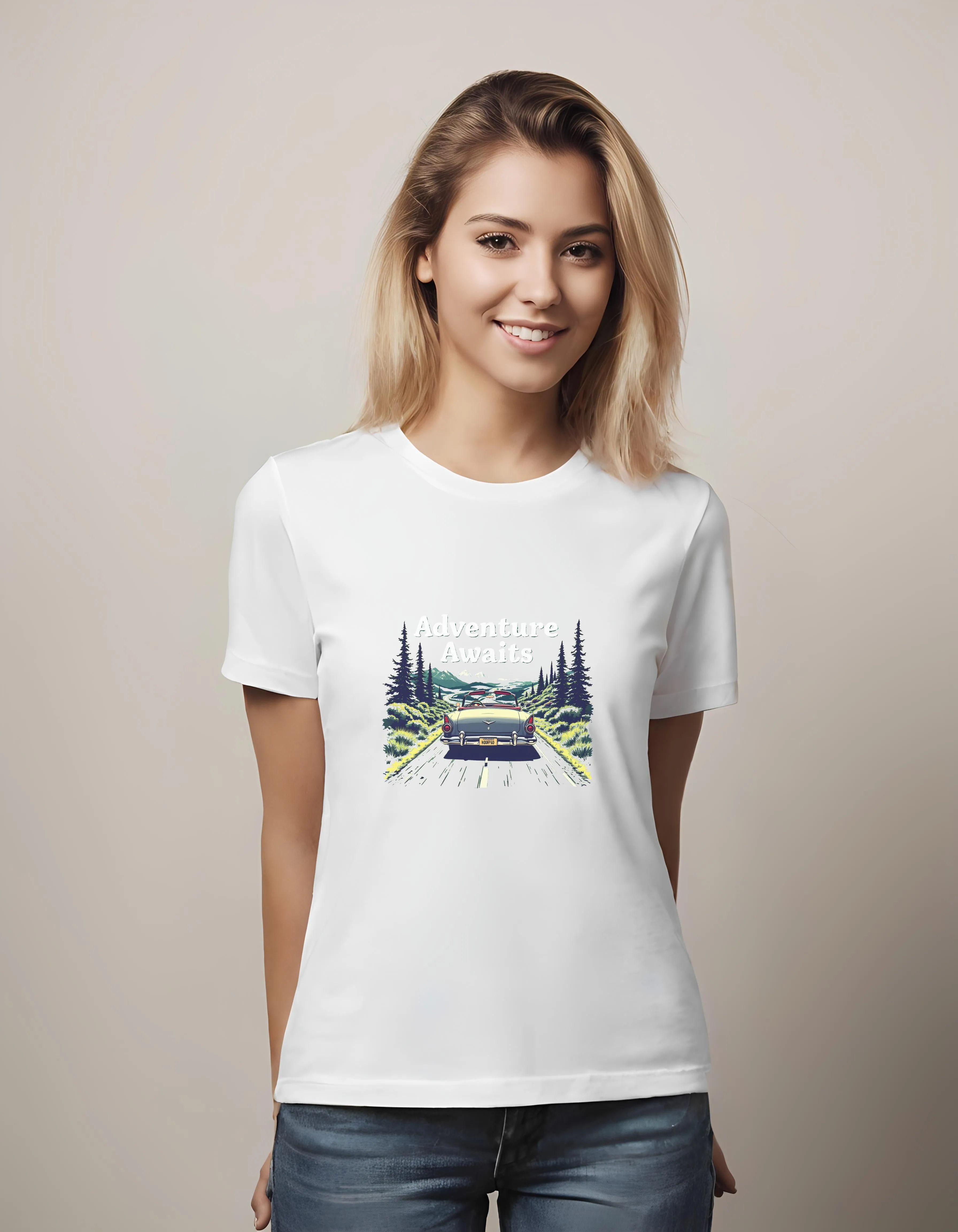 Adventure Awaits Vintage Convertible Design | Classic T-Shirt (Unisex)