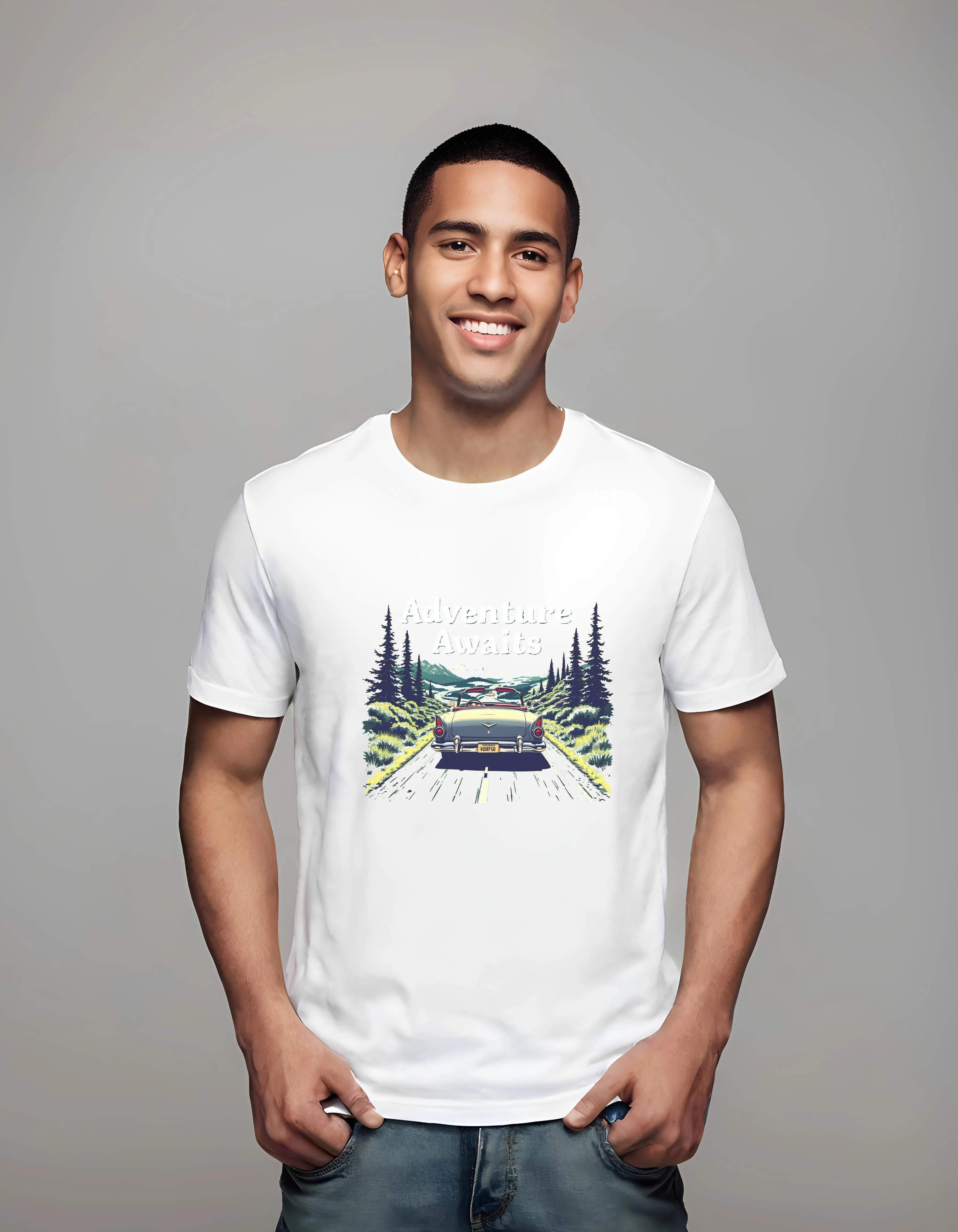 Adventure Awaits Vintage Convertible Design | Classic T-Shirt (Unisex)
