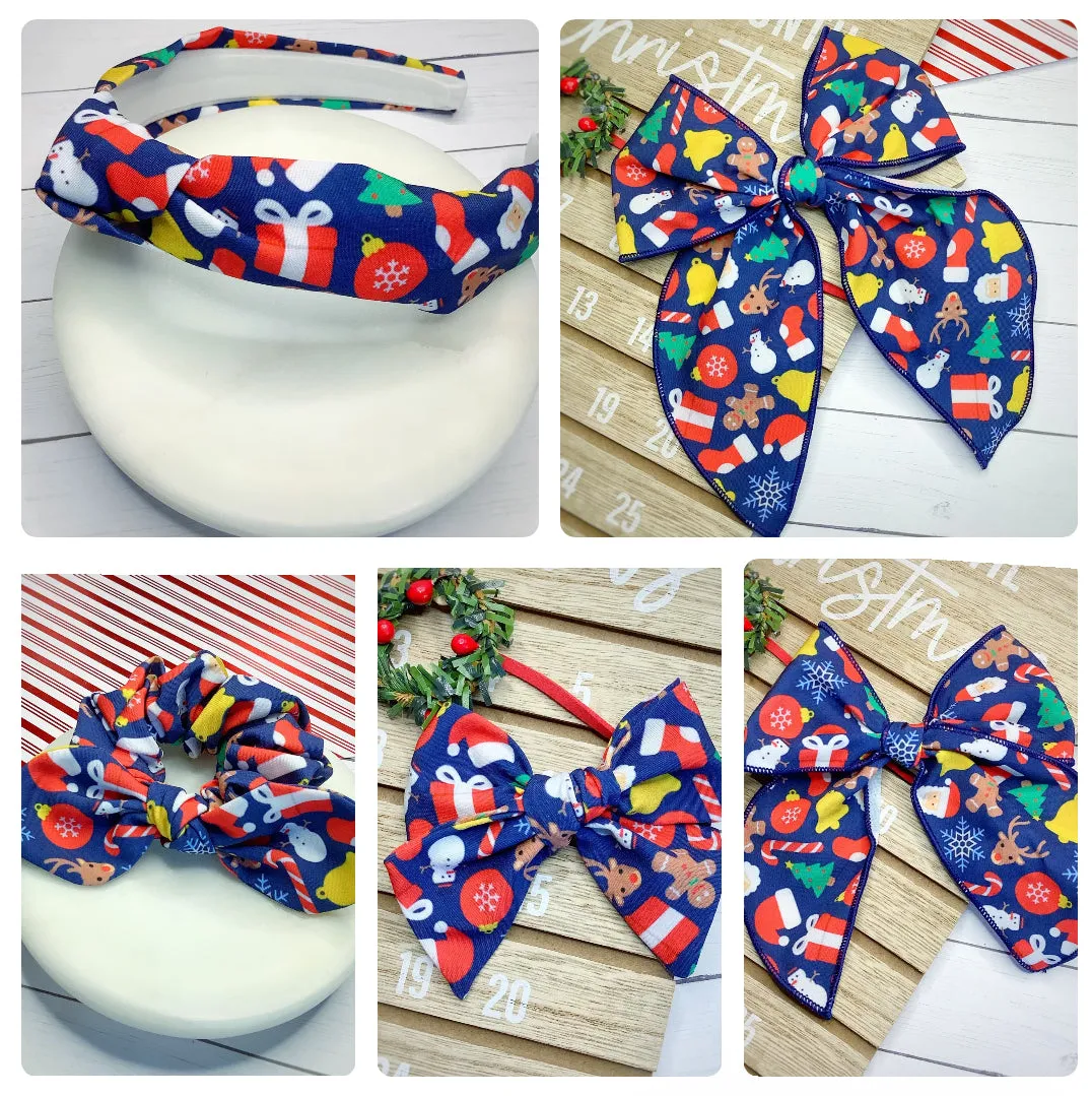 All Things Christmas Bow Strip, Headband and Scrunchie Collection