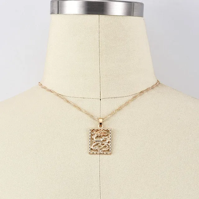 ALYXUY New Fashion Dragon Pendant Necklaces for Women