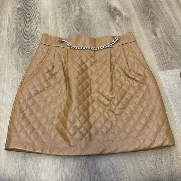 Amanda Uprichard Quilted Leather Mini Skirt size M