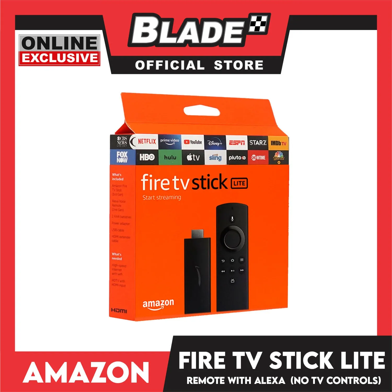 Amazon Fire TV Stick Lite with Latest Alexa Voice Remote Lite (No TV controls), HD Streaming Device