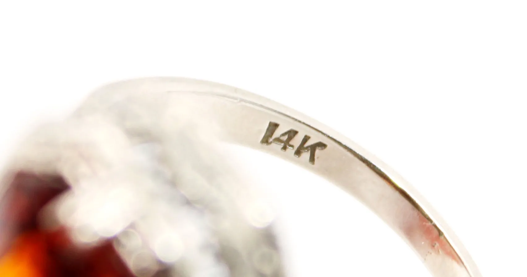 Antique Art Deco PSCO 2.50ctw Citrine Cocktail Ring in 14k White Gold | 3.25