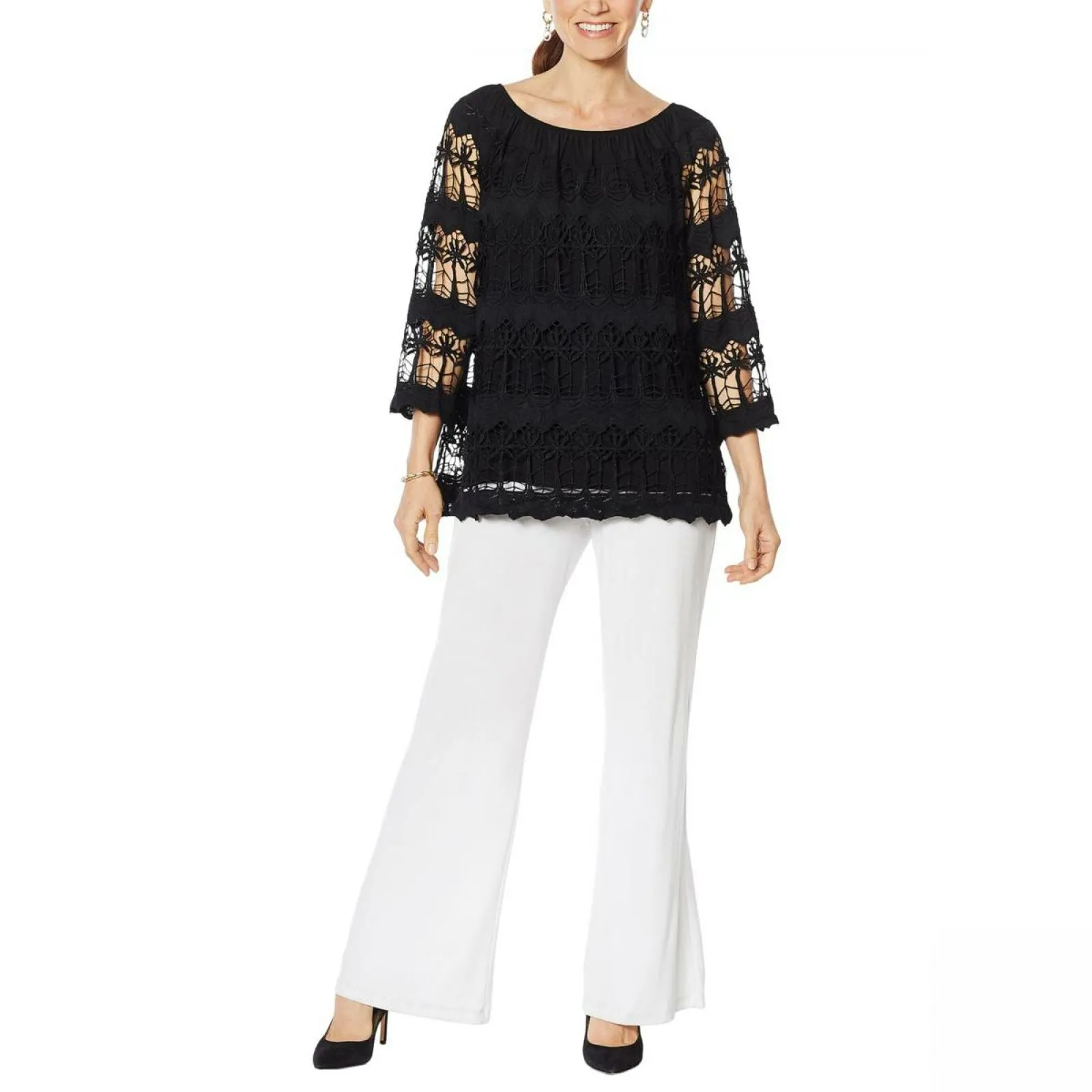 Antthony Women's Off the Shoulder Crochet Lace Top