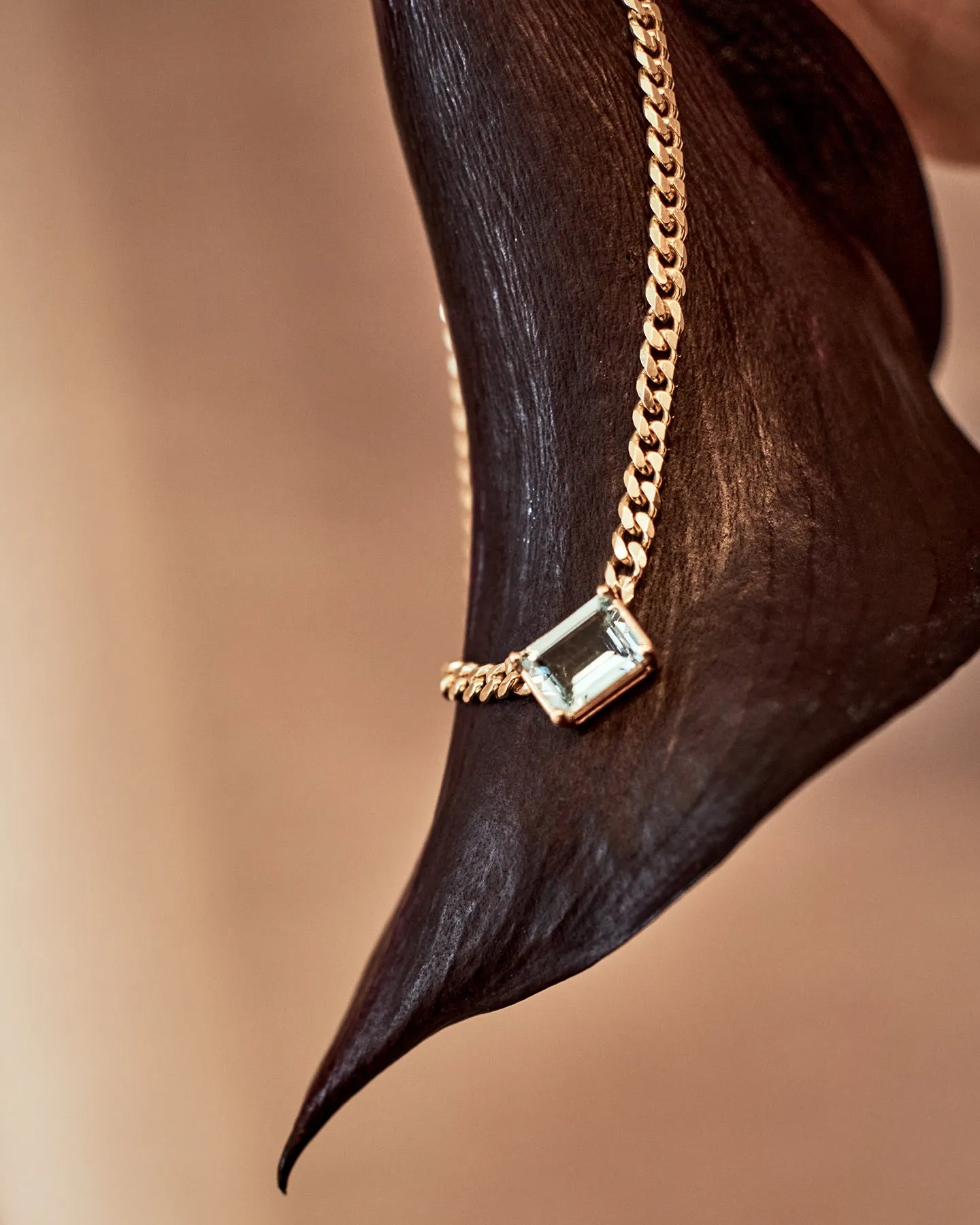 Aquamarine Emerald-Cut Cuban Link Chain Necklace