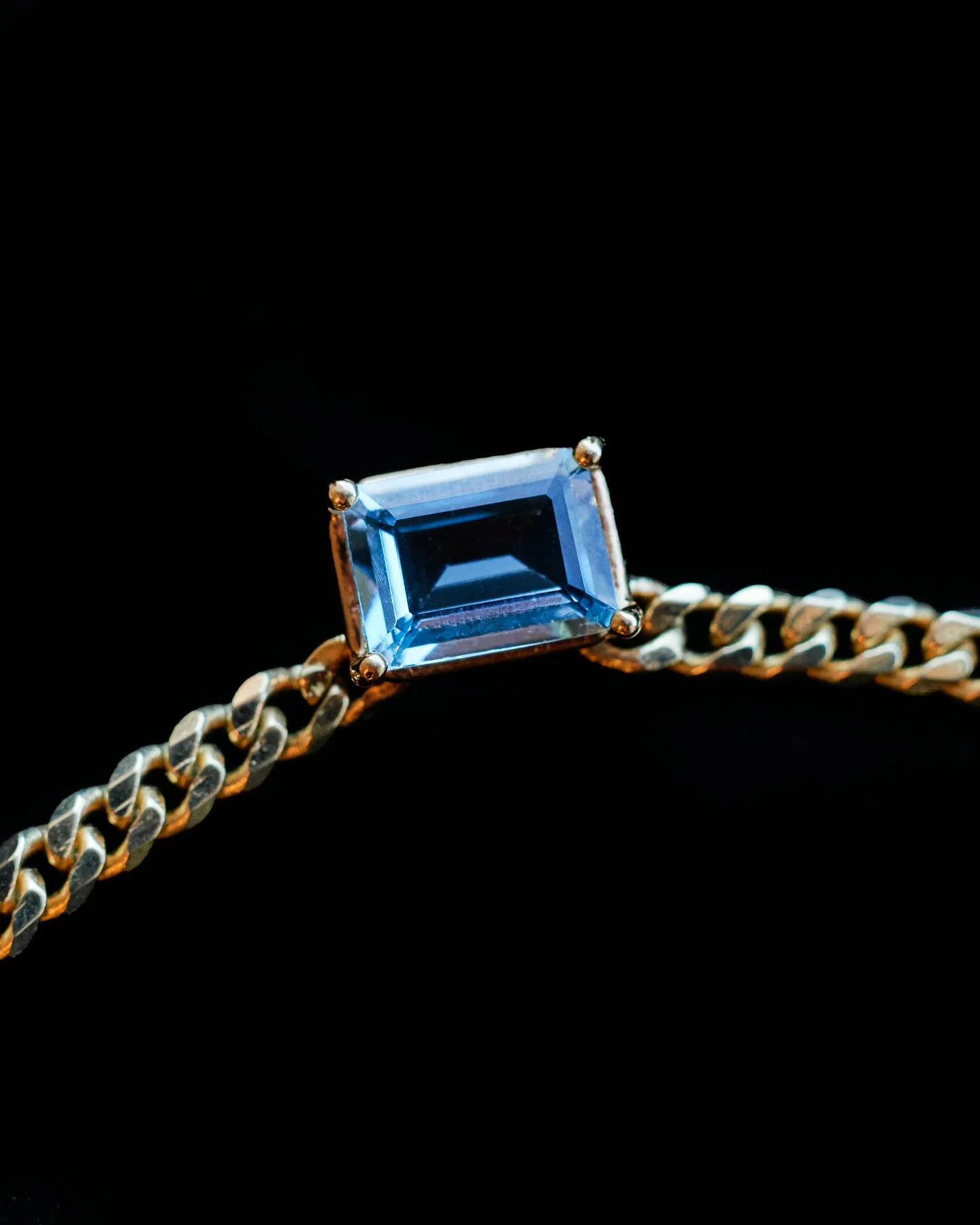 Aquamarine Emerald-Cut Cuban Link Chain Necklace