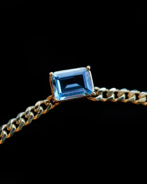 Aquamarine Emerald-Cut Cuban Link Chain Necklace