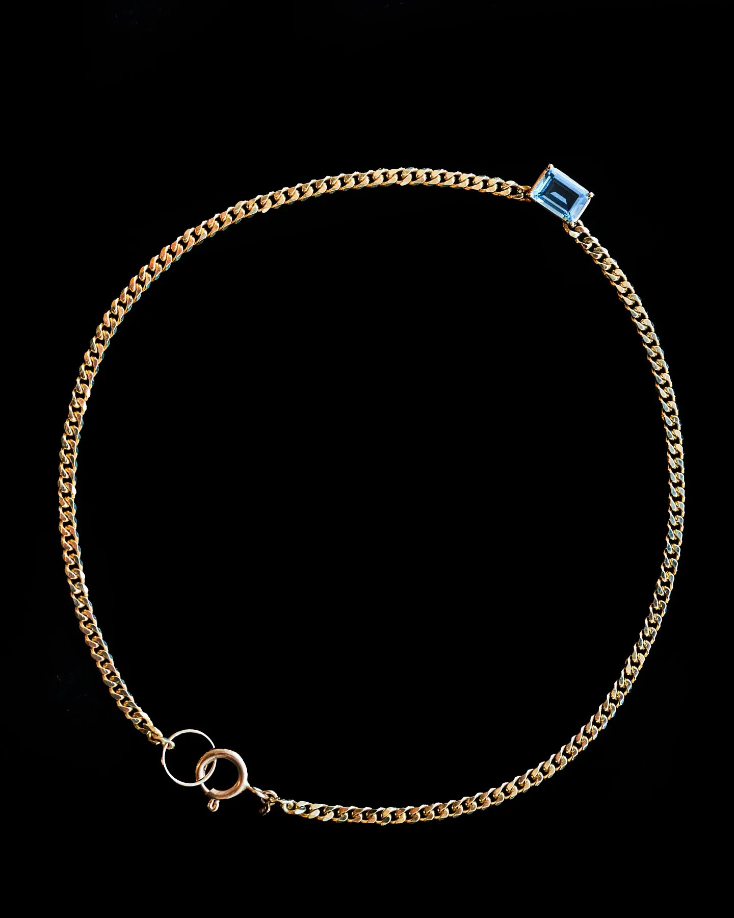 Aquamarine Emerald-Cut Cuban Link Chain Necklace