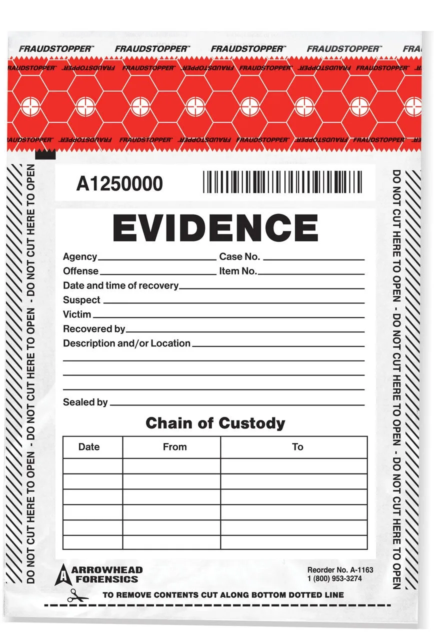 Arrowhead Forensics SureSeal Tamper Indicating Evidence Bags