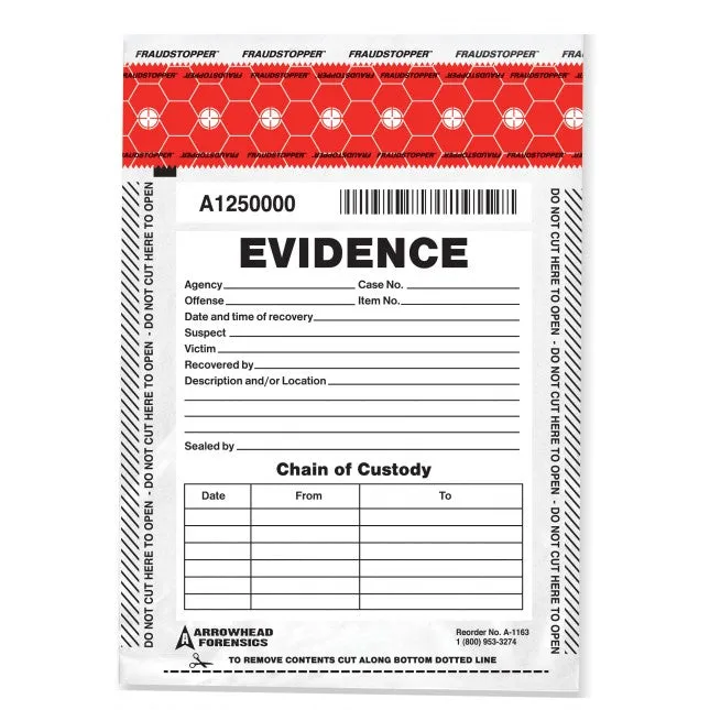 Arrowhead Forensics SureSeal Tamper Indicating Evidence Bags