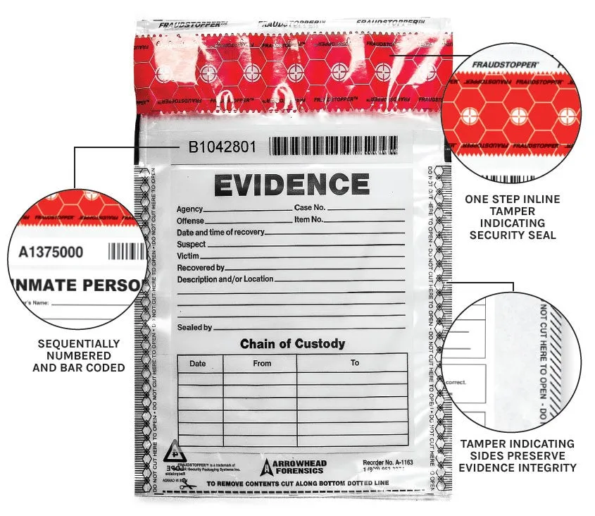 Arrowhead Forensics SureSeal Tamper Indicating Evidence Bags