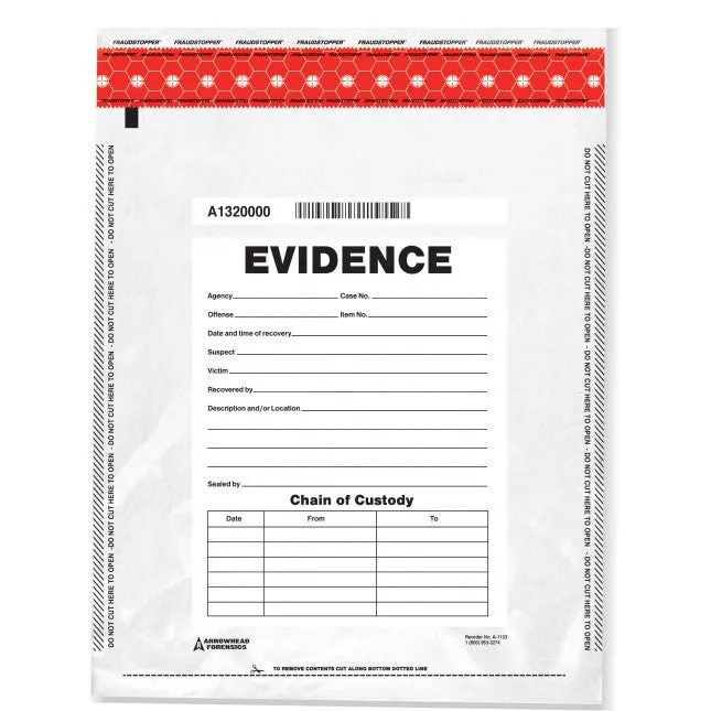 Arrowhead Forensics SureSeal Tamper Indicating Evidence Bags
