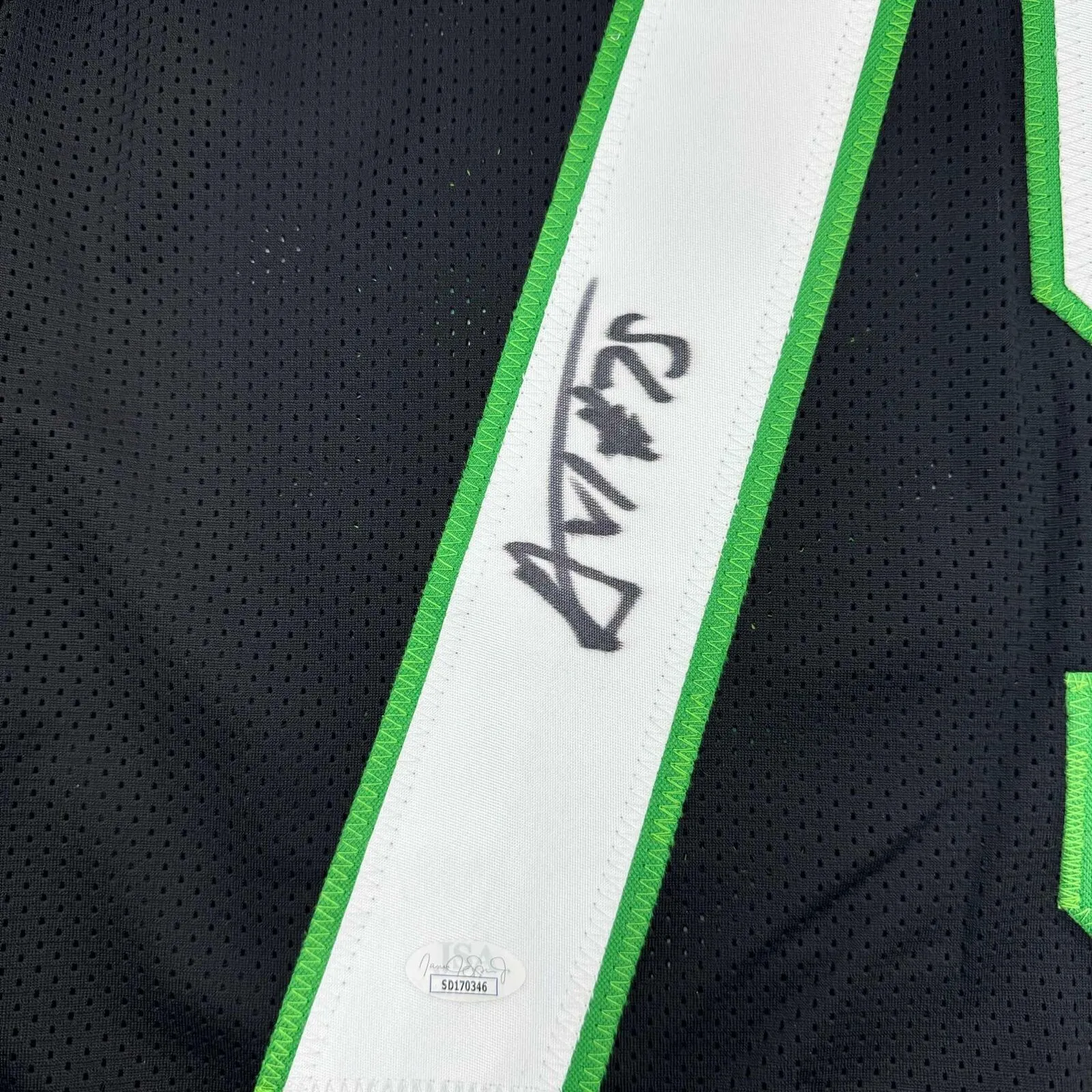 Autographed/Signed Alijah Vera-Tucker New York Black Football Jersey JSA COA