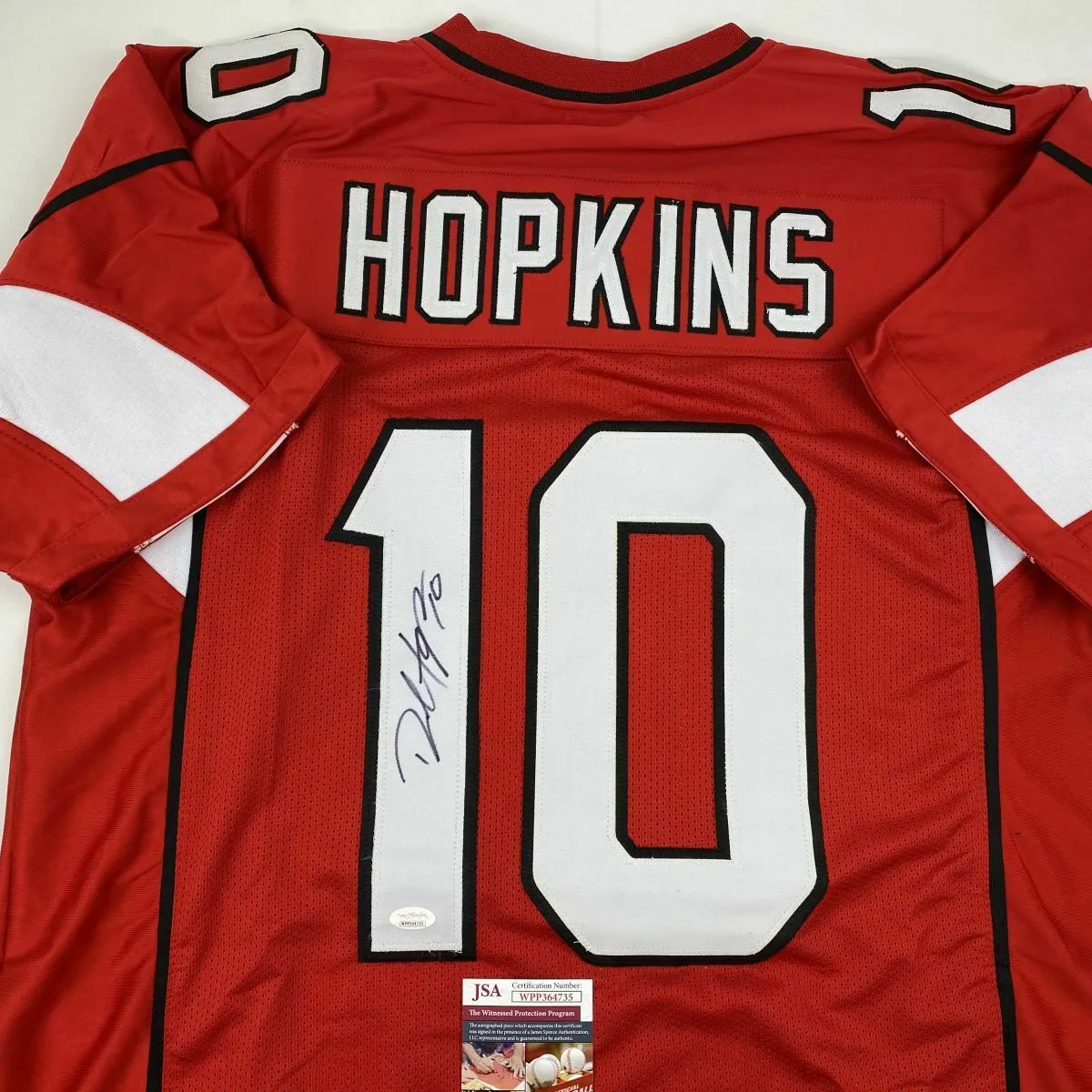 Autographed/Signed DEANDRE HOPKINS Arizona Red Football Jersey JSA COA Auto