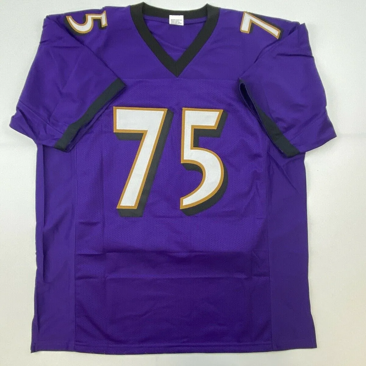 Autographed/Signed JONATHAN OGDEN HOF 13 Baltimore Purple Jersey JSA COA Auto