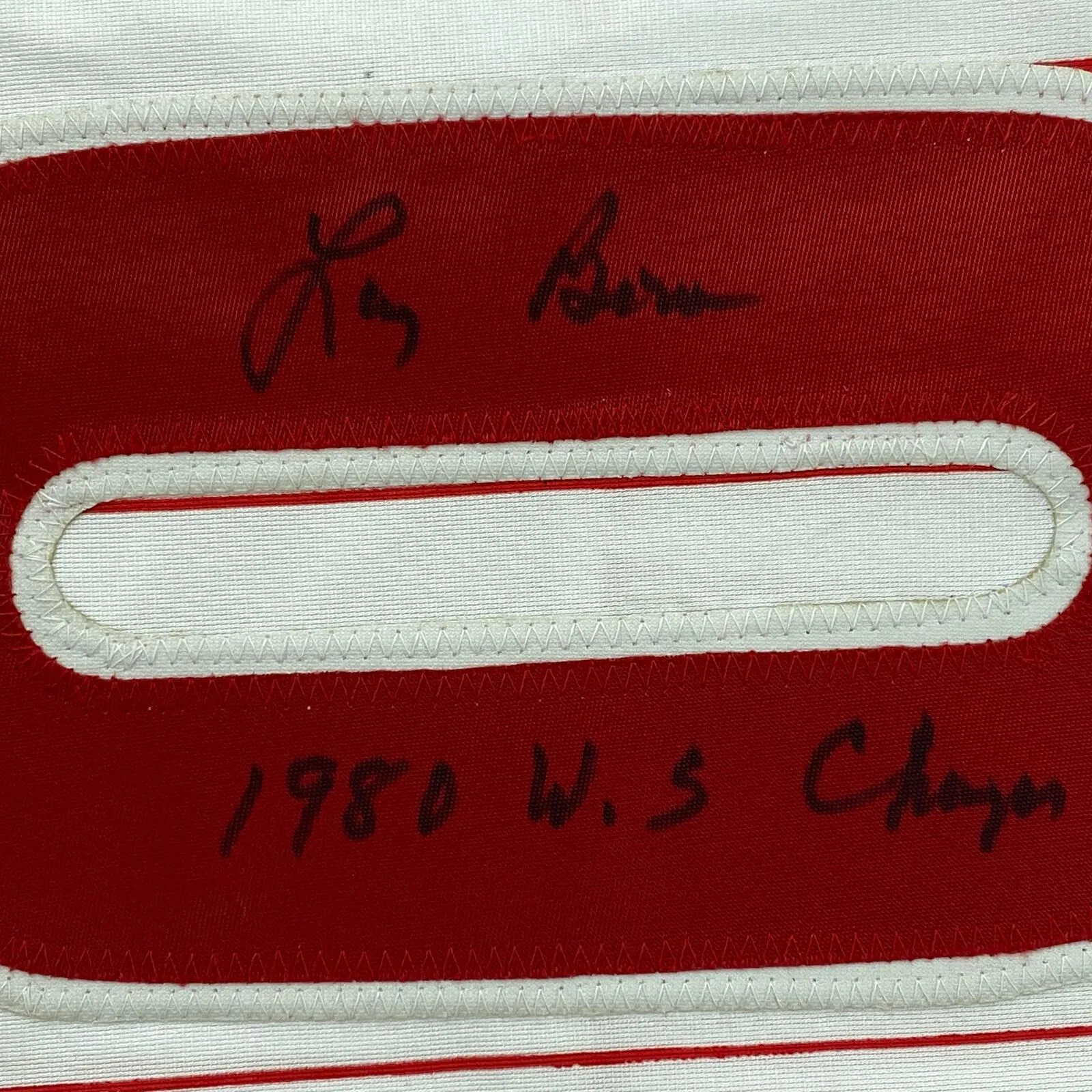 Autographed/Signed Larry Bowa 1980 WS Philadelphia Pinstripe Jersey JSA COA