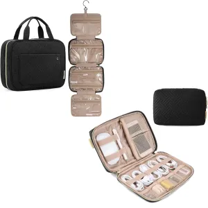 BAGSMART Toiletry Bag Travel Bag & Electronics Organizer Travel Case, Black