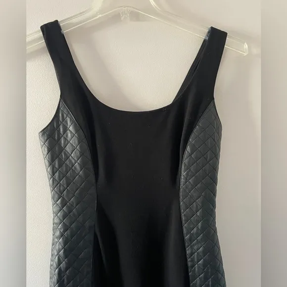 Bailey 44 Nanosecond Faux Leather Quilted Bodycon Mini Dress in Black Size Small