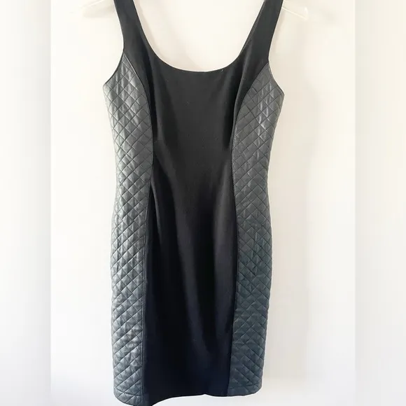 Bailey 44 Nanosecond Faux Leather Quilted Bodycon Mini Dress in Black Size Small