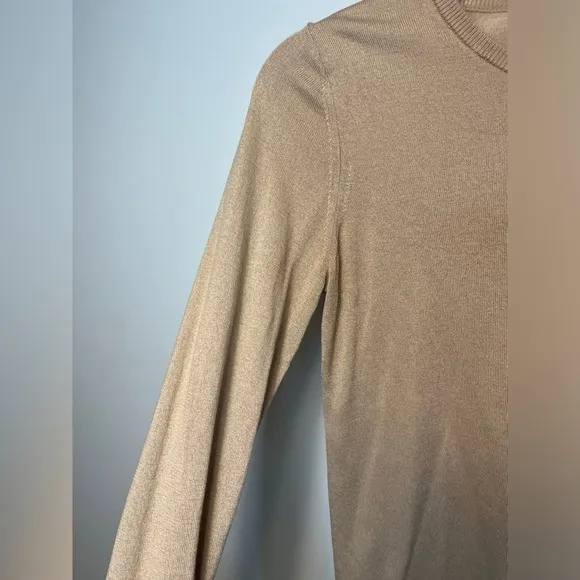 Banana Republic Silk Cashmere Camel Brown Long Sleeve Crew Neck Sweater Sz S