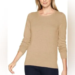 Banana Republic Silk Cashmere Camel Brown Long Sleeve Crew Neck Sweater Sz S