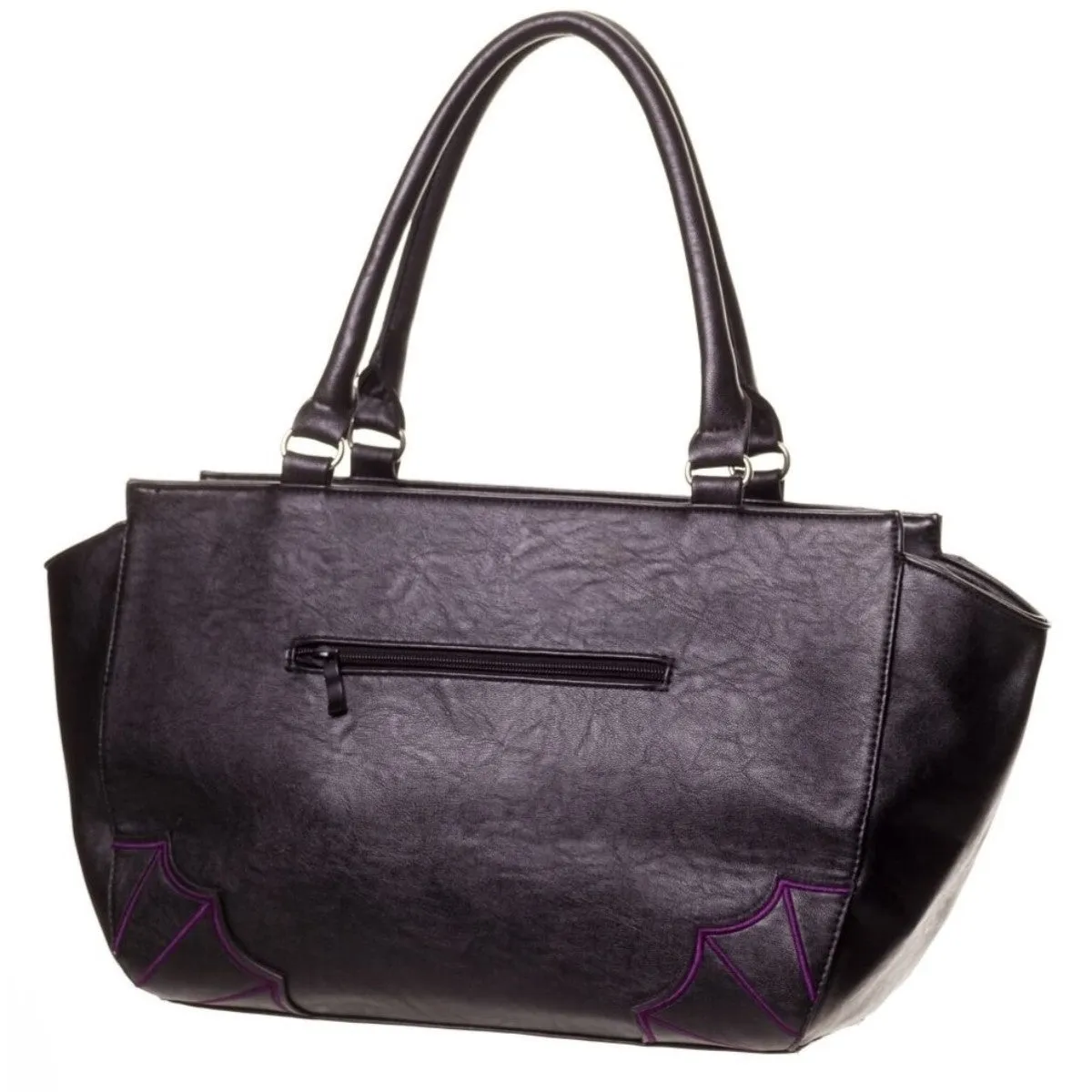 Banned Bats Gothic Large Faux Leather Handbag