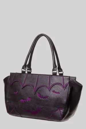 Banned Bats Gothic Large Faux Leather Handbag