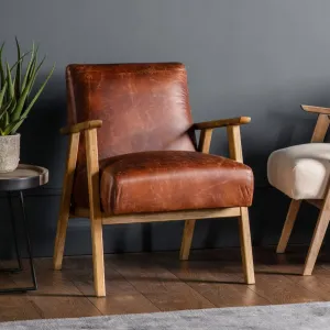 BARRET Vintage Brown Leather Armchair