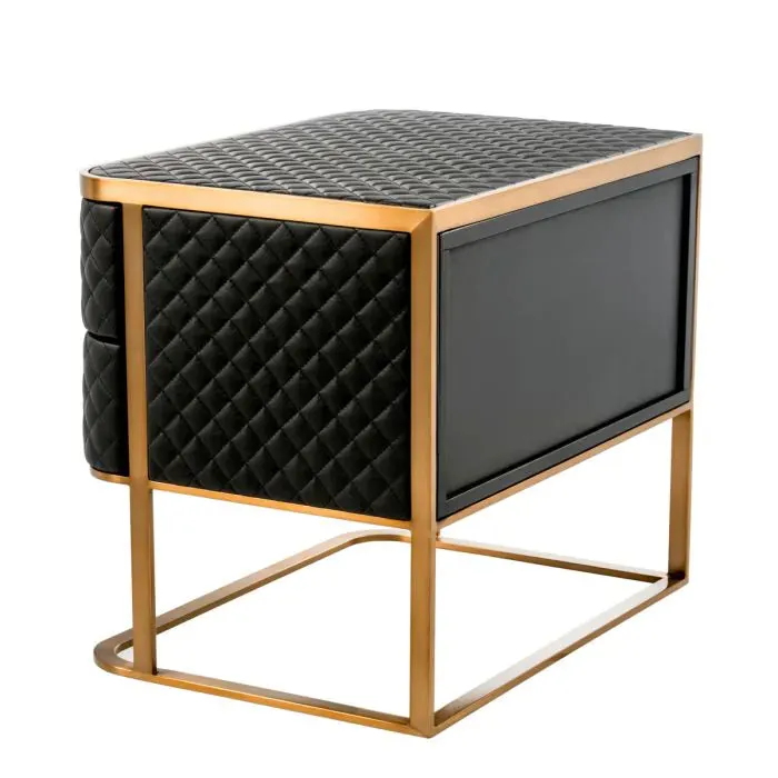 Bedside Table Monfort - Black Faux Leather