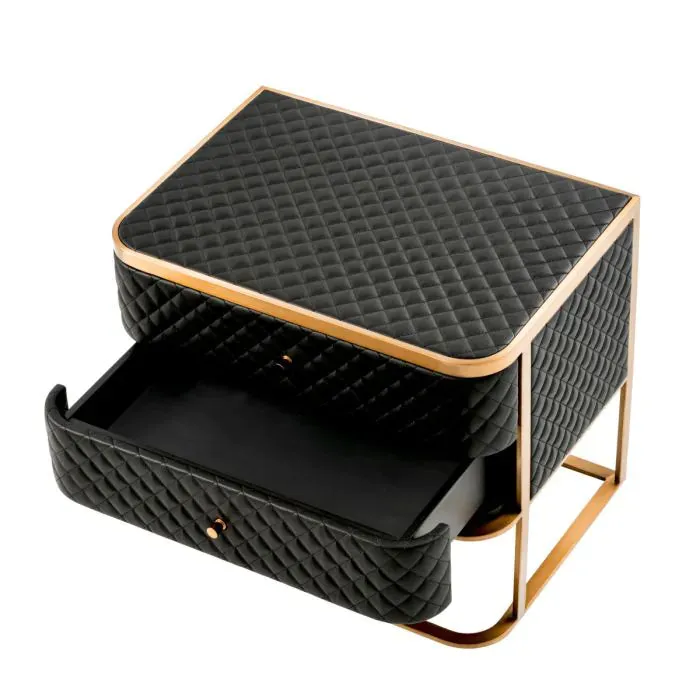 Bedside Table Monfort - Black Faux Leather