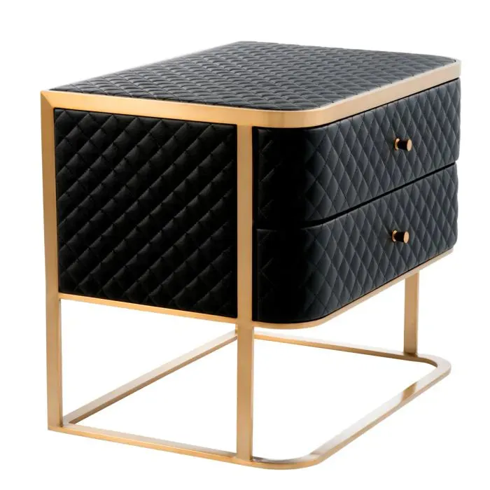 Bedside Table Monfort - Black Faux Leather