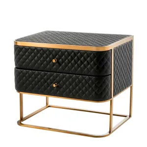 Bedside Table Monfort - Black Faux Leather