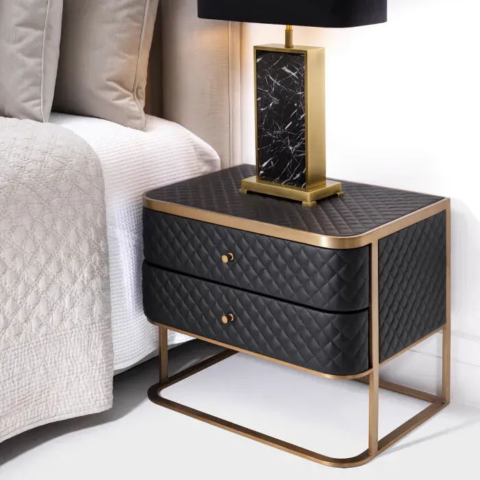 Bedside Table Monfort - Black Faux Leather