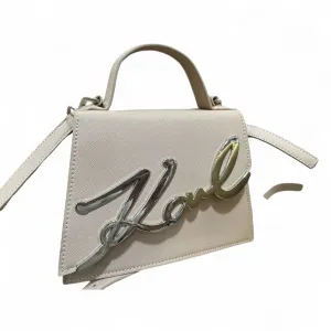 Beige Karl Structured Top Handle Bag 🤍✨ – Soft Elegance with a Bold Edge