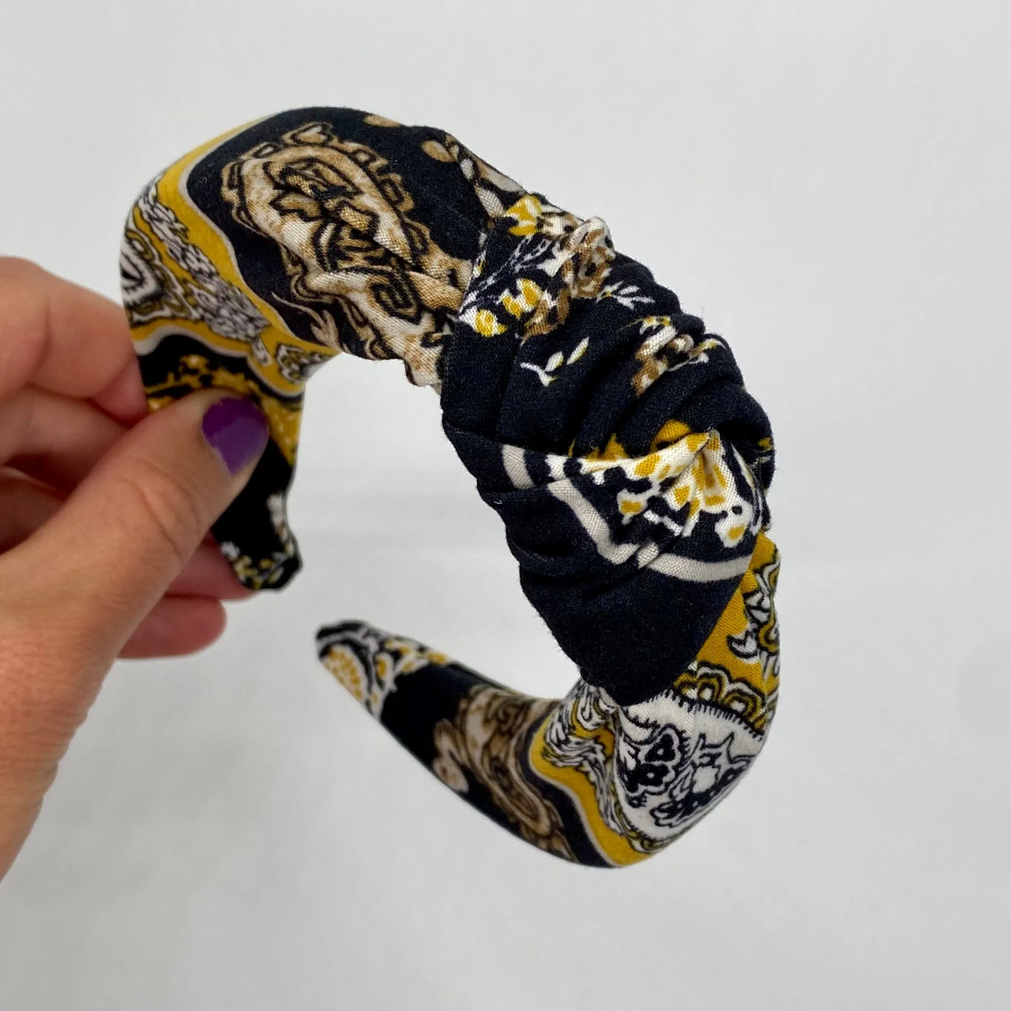 Black and Gold Top Knot Headband