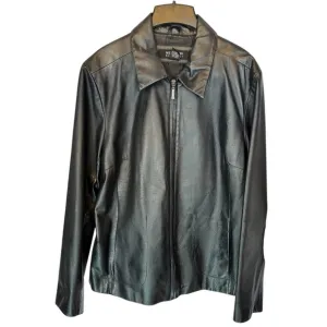 Black Genuine Leather Zip Front Jacket Vintage Y2K by New York &amp; Company Size XL