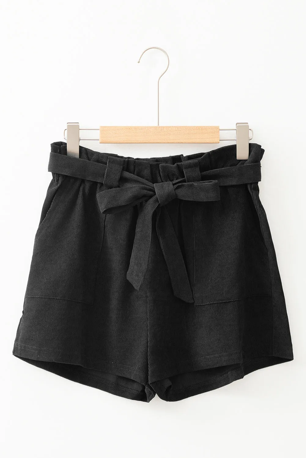 Black Paperbag waist Shorts