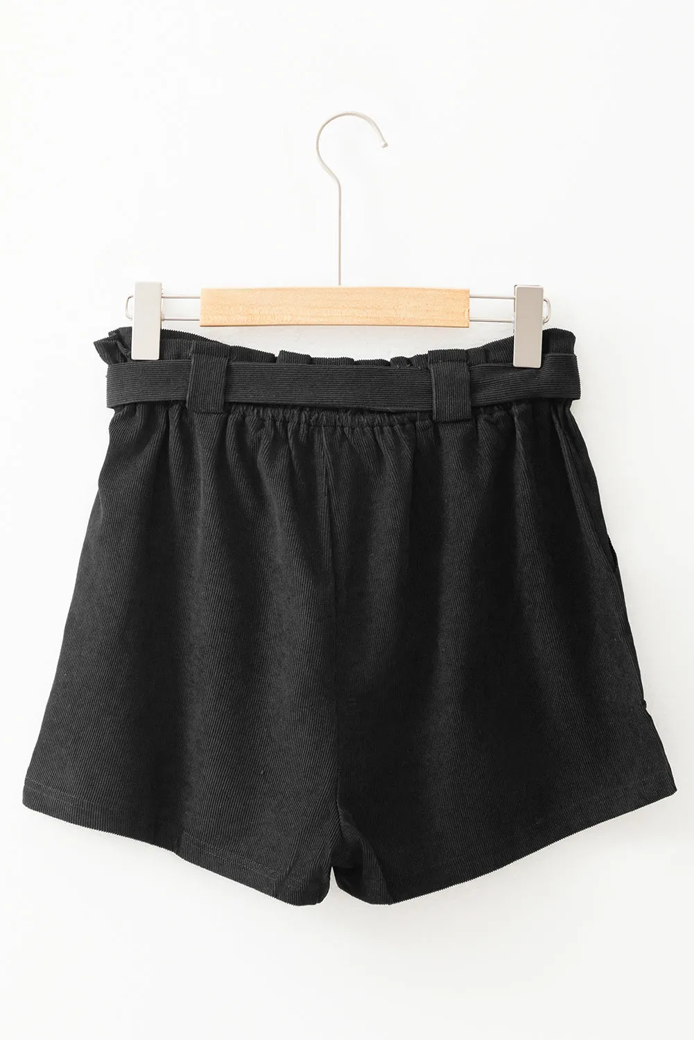 Black Paperbag waist Shorts