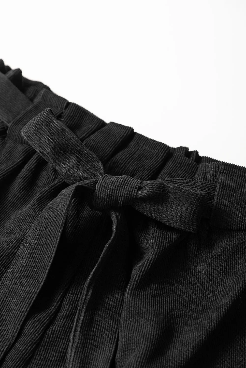 Black Paperbag waist Shorts